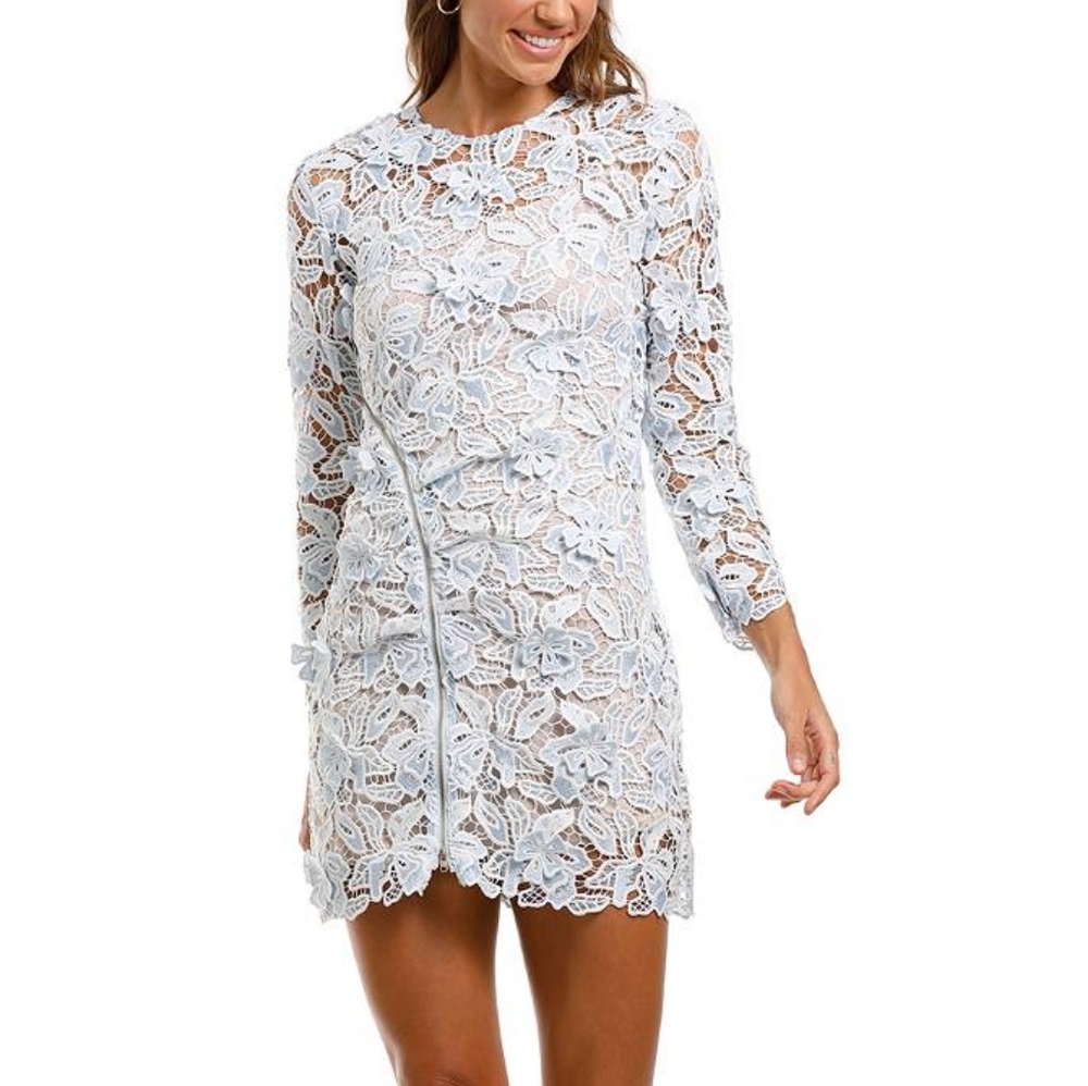 Self-Portrait White Lace Long Sleeve Dress